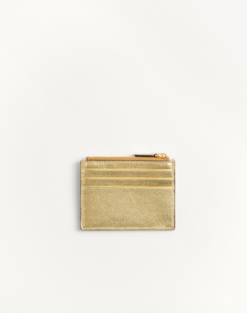 Valentino Handbags Portacarte Vlogo Signature In Vitello Granato Laminato per Donna in Antique Brass | Valentino IT Grande vendita