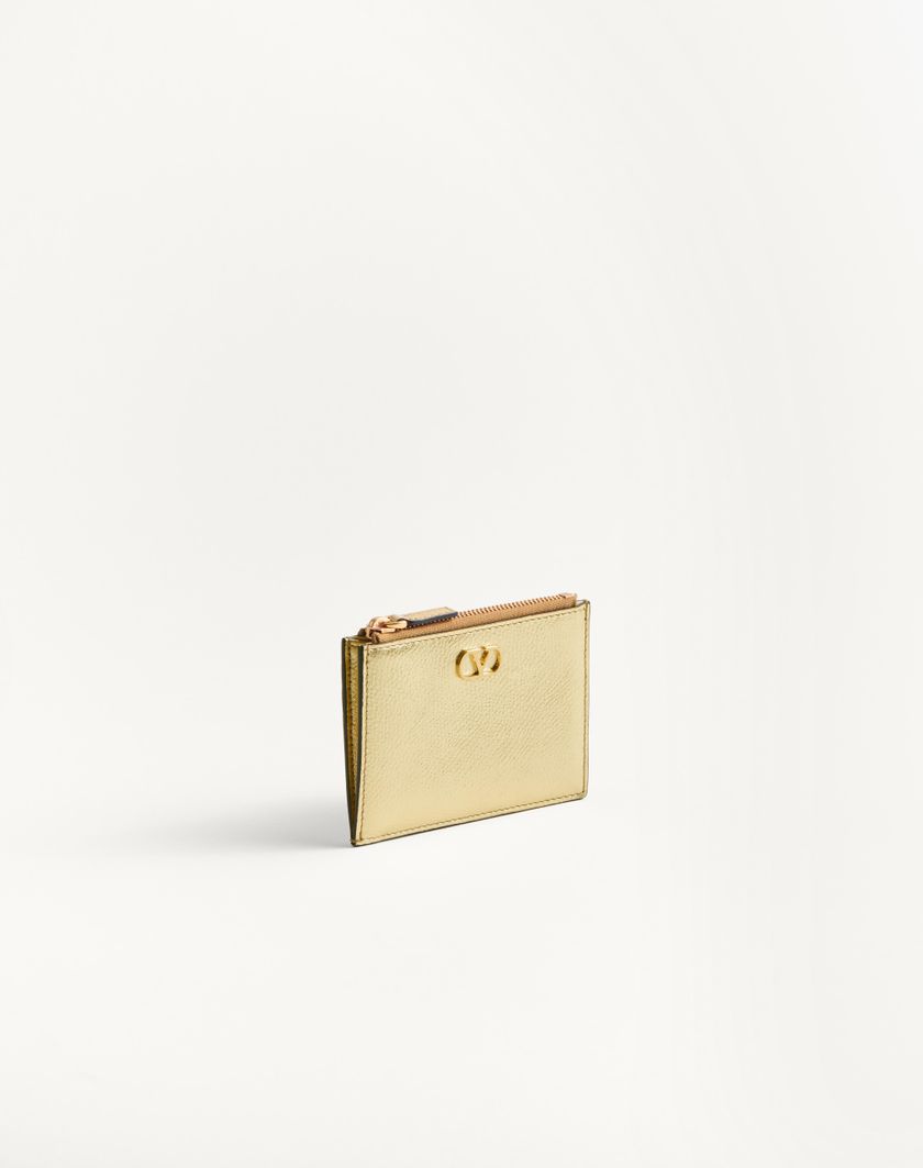 Valentino Handbags Portacarte Vlogo Signature In Vitello Granato Laminato per Donna in Antique Brass | Valentino IT Grande vendita