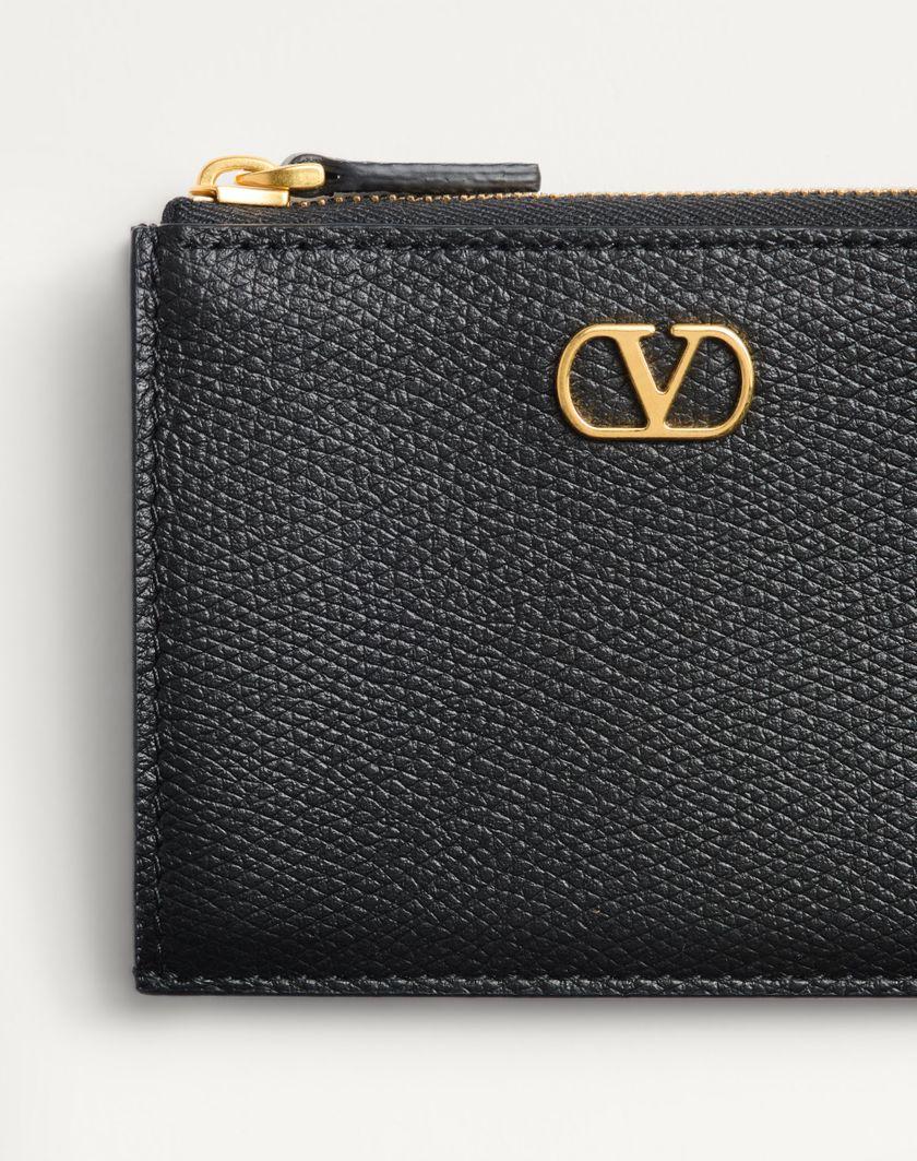 Valentino Handbags Portacarte Vlogo Signature In Vitello Granato per Donna in Nero | Valentino IT Shopping online