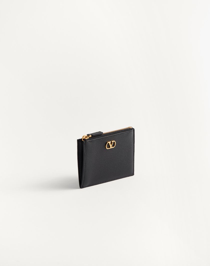 Valentino Handbags Portacarte Vlogo Signature In Vitello Granato per Donna in Nero | Valentino IT Shopping online