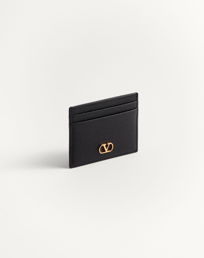 Valentino Handbags Portacarte Vlogo Signature In Vitello Granato per Donna in Nero | Valentino IT Vendite stagionali