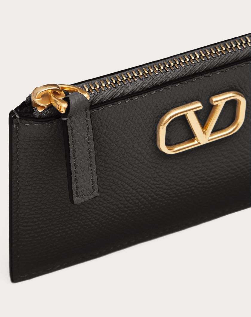 Valentino Handbags Portacarte Vlogo Signature In Vitello Granato per Donna in Nero | Valentino IT Black Friday