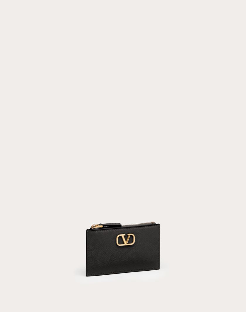 Valentino Handbags Portacarte Vlogo Signature In Vitello Granato per Donna in Nero | Valentino IT Black Friday