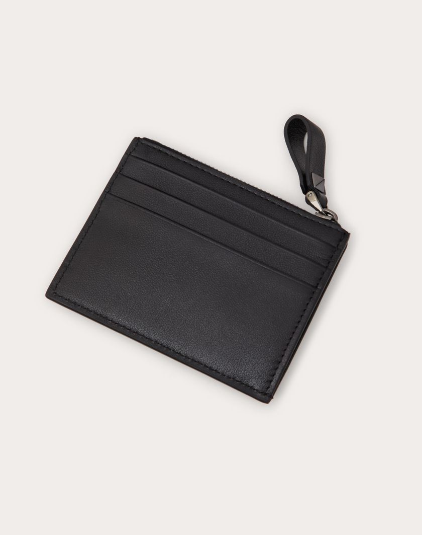 Valentino Handbags Portacarte Rockstud In Vitello Con Zip per Donna in Nero | Valentino IT Offerta Giorno del Papà