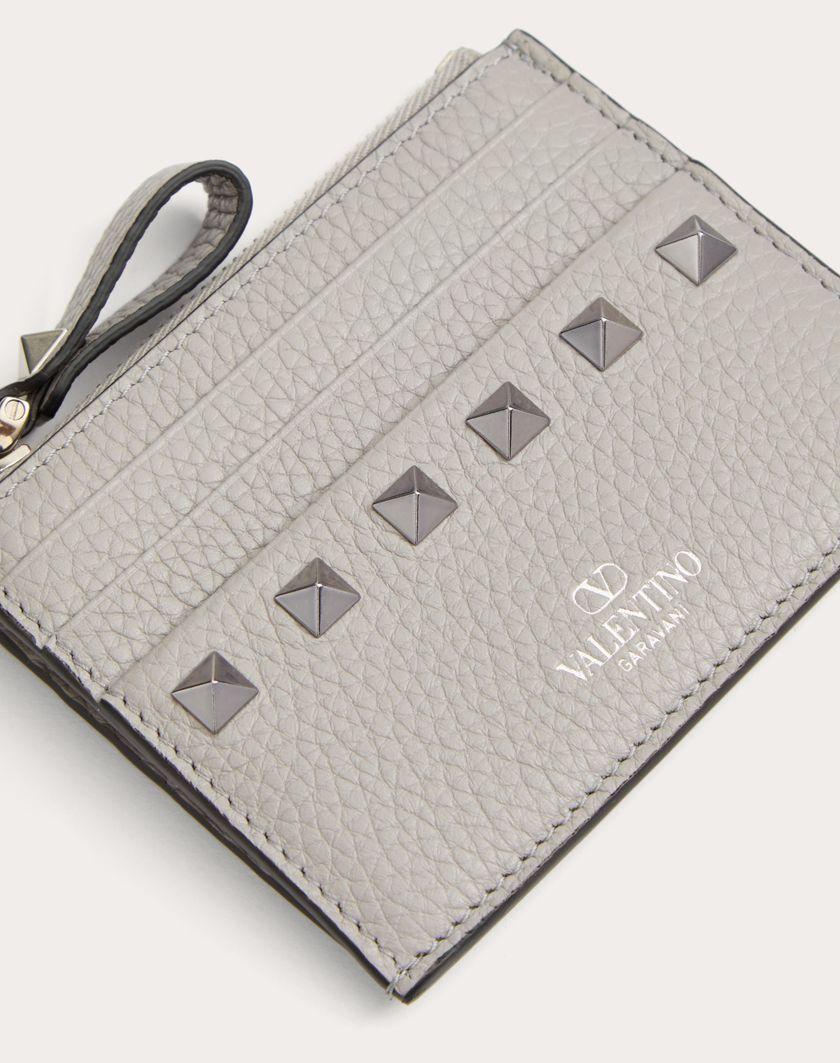 Valentino Handbags Portacarte Rockstud In Vitello Granato Con Zip per Donna in Grigio | Valentino IT Offerta San Valentino
