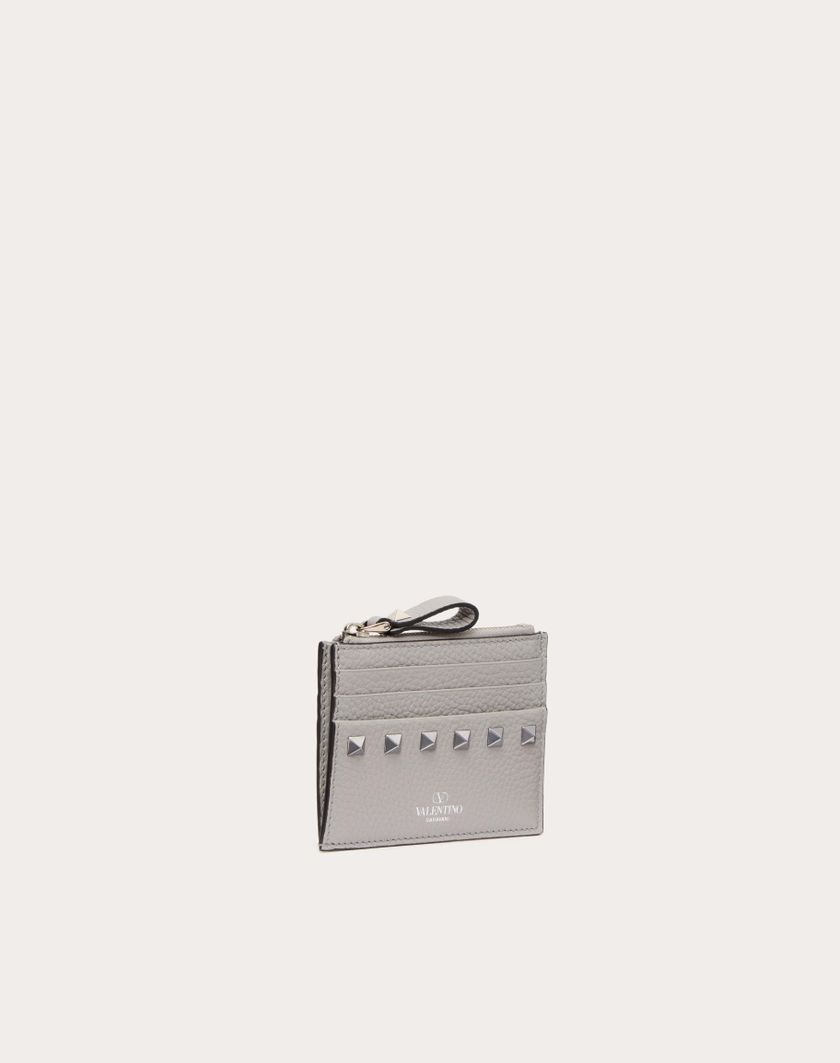 Valentino Handbags Portacarte Rockstud In Vitello Granato Con Zip per Donna in Grigio | Valentino IT Offerta San Valentino