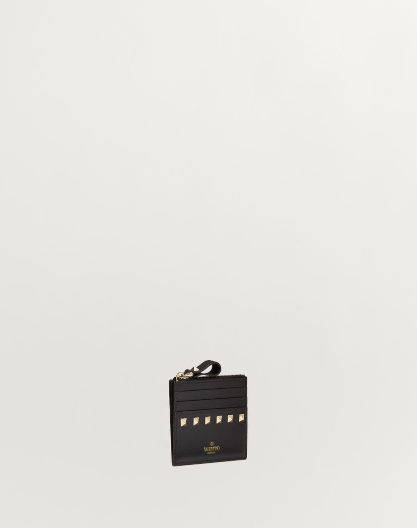 Valentino Handbags Portacarte Rockstud In Vitello Con Zip per Donna in Azzurro | Valentino IT Vendita calda