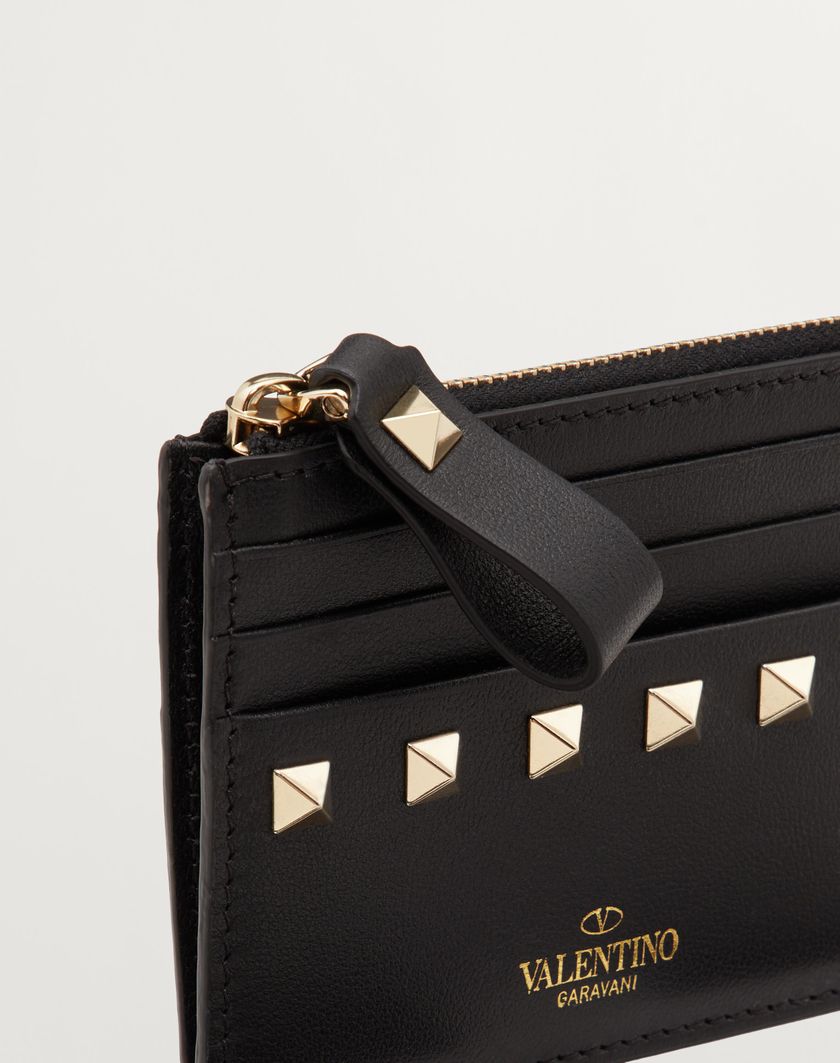 Valentino Handbags Portacarte Rockstud In Vitello Con Zip per Donna in Nero | Valentino IT Offerta migliore