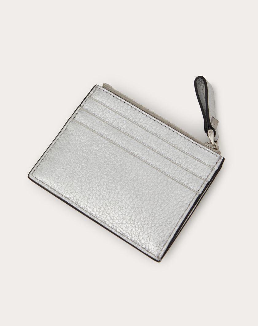 Valentino Handbags Portacarte Con Zip Rockstud In Vitello Granato Metallizzato per Donna in Argento | Valentino IT Latest fashion
