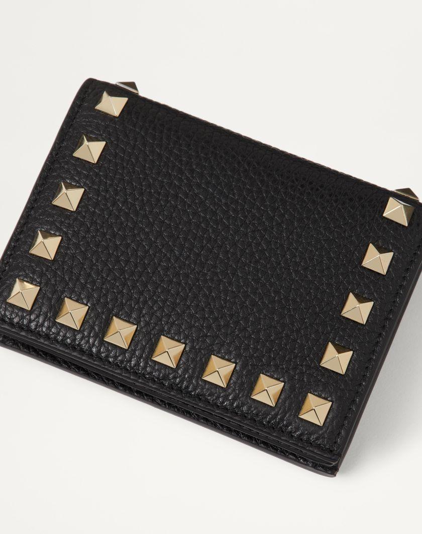 Valentino Handbags Portafoglio Piccolo Rockstud In Vitello Granato per Donna in Nero | Valentino IT Offerte esclusive