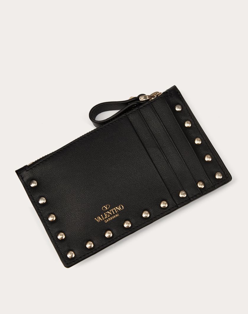 Valentino Handbags Portacarte Con Zip Rockstud In Vitello per Donna in Poudre | Valentino IT Offerte speciali