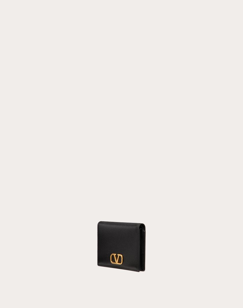 Valentino Handbags Portafoglio Compatto Vlogo Signature In Vitello Granato per Donna in Nero | Valentino IT Rilascio limitato