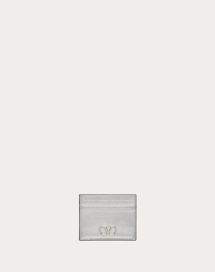 Valentino Handbags Portacarte Vlogo Signature In Vitello Granato Metallizzato per Donna in Argento | Valentino IT Ultimo giorno