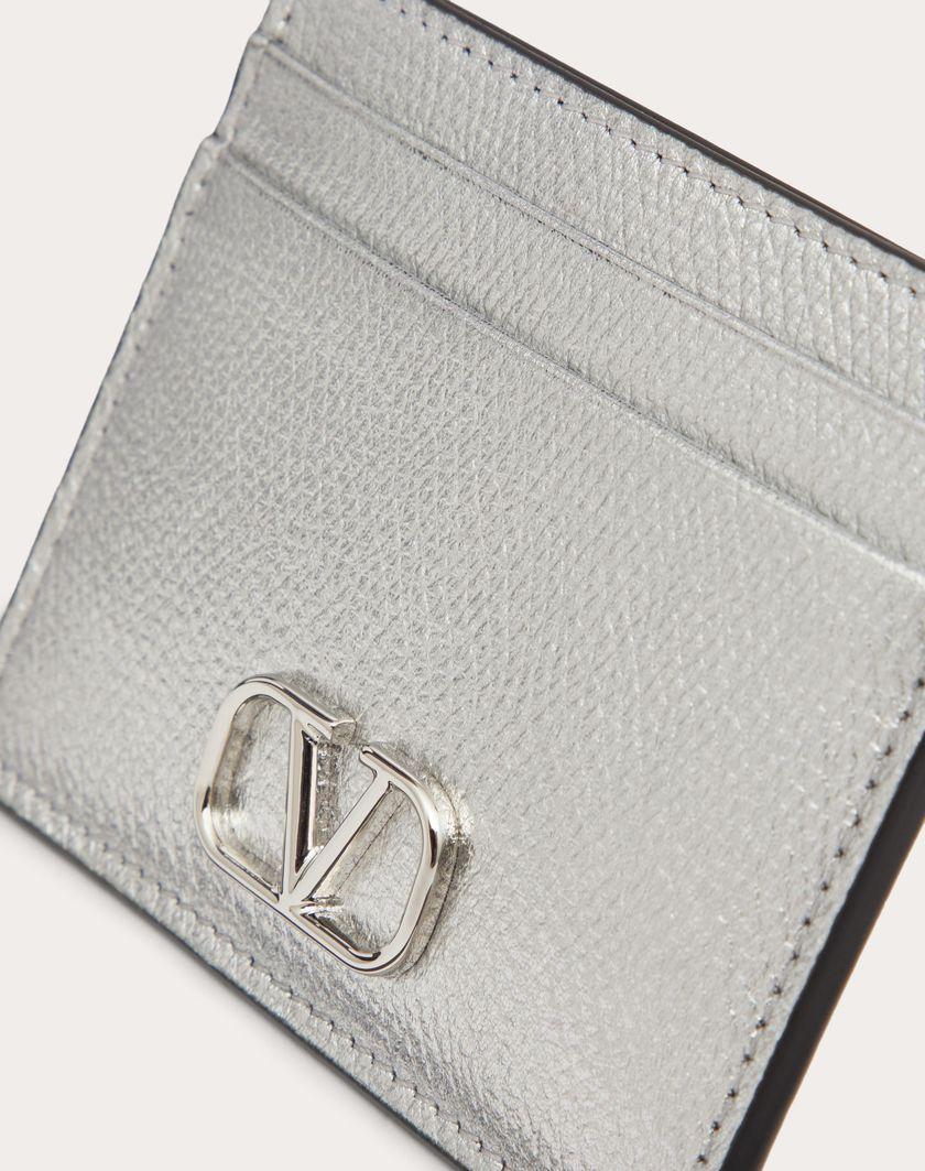 Valentino Handbags Portacarte Vlogo Signature In Vitello Granato Metallizzato per Donna in Argento | Valentino IT Ultimo giorno