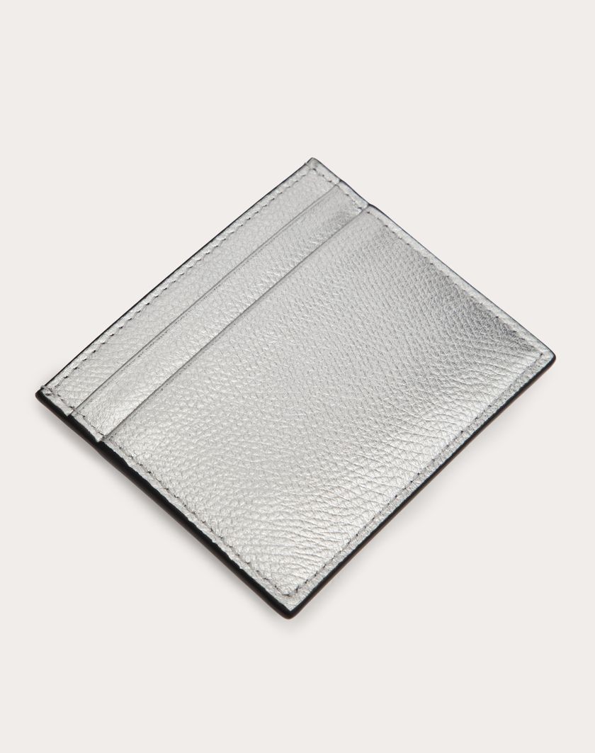 Valentino Handbags Portacarte Vlogo Signature In Vitello Granato Metallizzato per Donna in Argento | Valentino IT Ultimo giorno