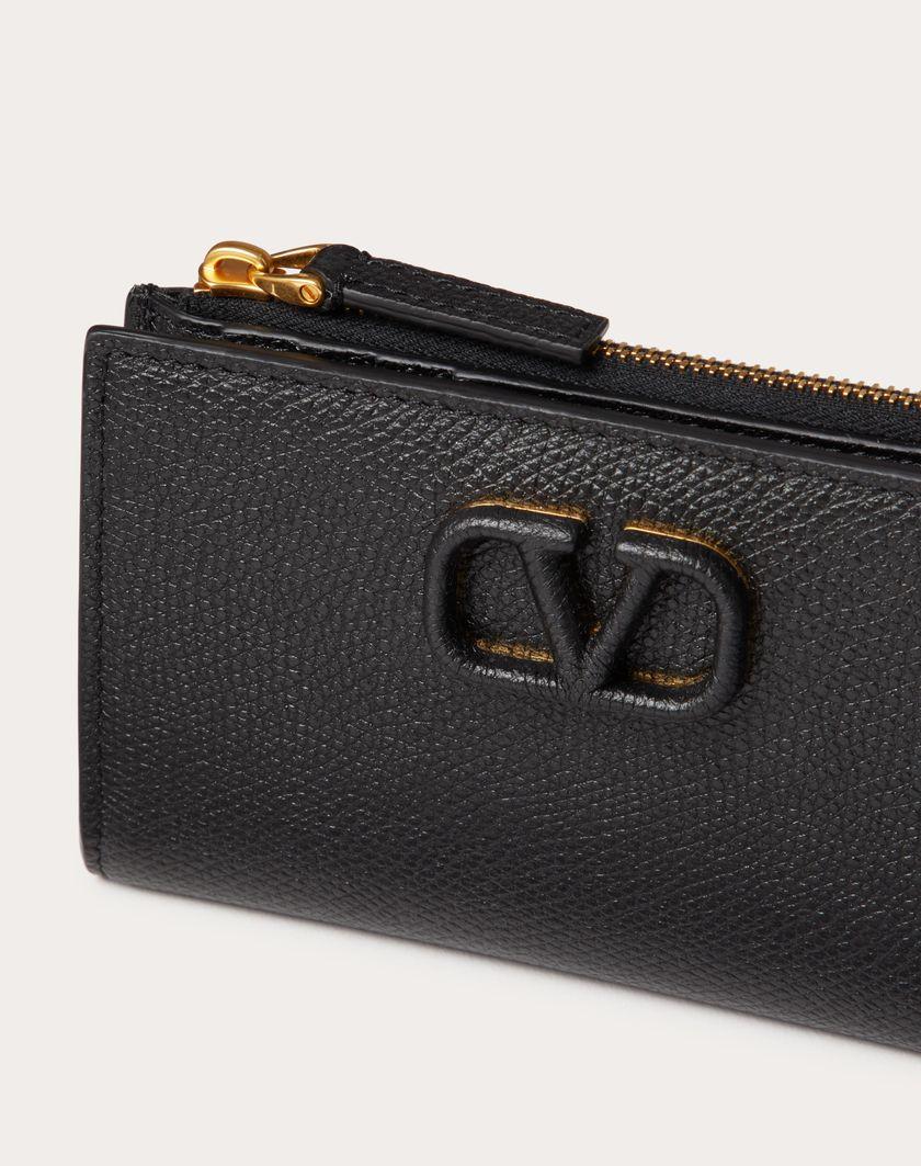 Valentino Handbags Portacarte Vlogo Signature In Vitello Granato Con Zip per Donna in Nero | Valentino IT Promozione temporanea