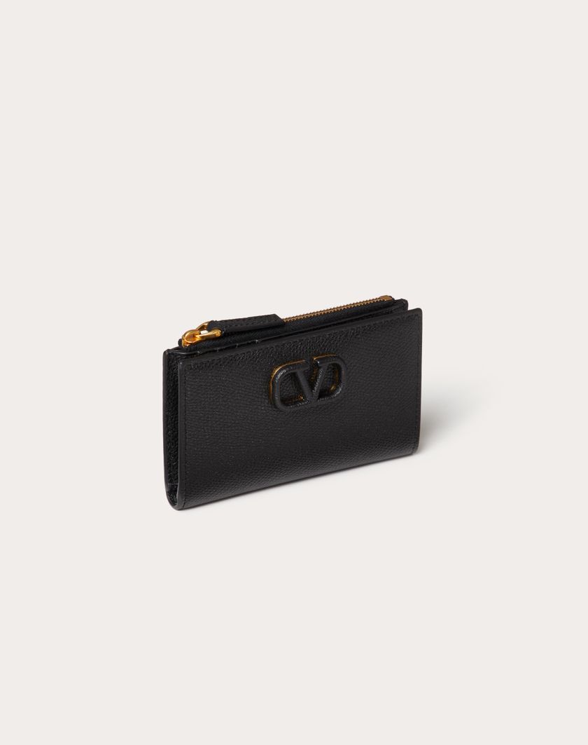 Valentino Handbags Portacarte Vlogo Signature In Vitello Granato Con Zip per Donna in Nero | Valentino IT Promozione temporanea