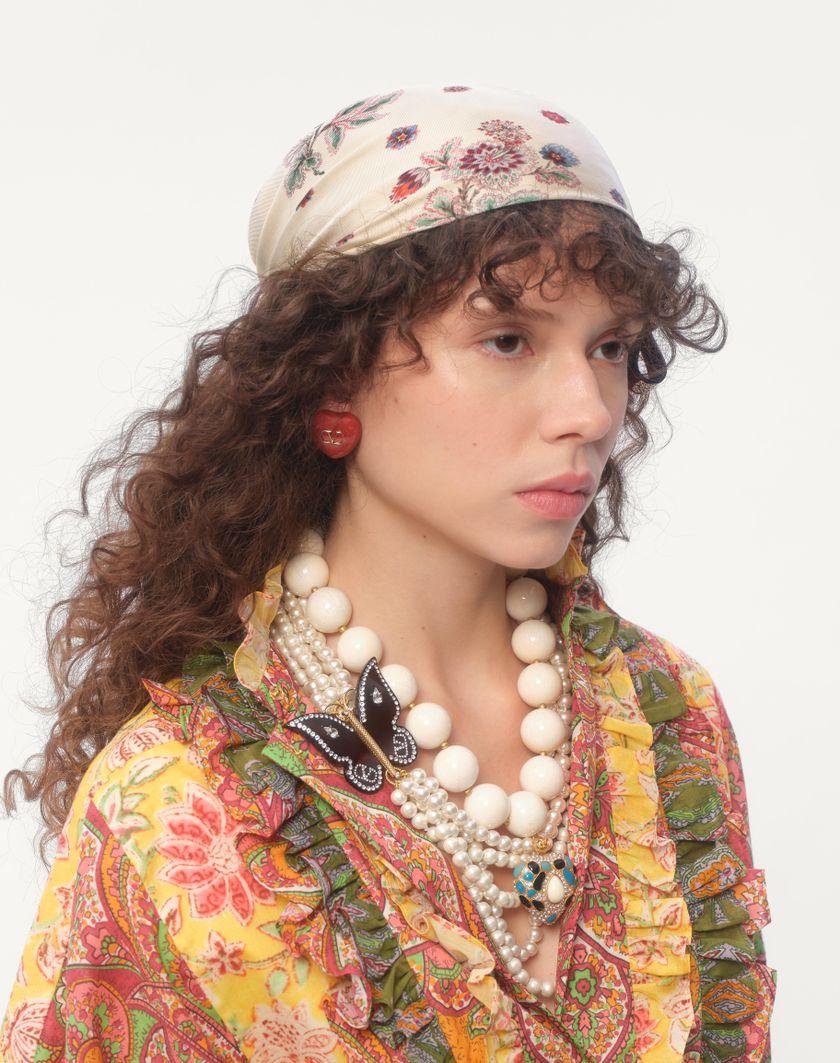 Valentino Handbags Foulard Papier Floral In Seta per Donna in Avorio/marrone | Valentino IT Solo un giorno rimasto