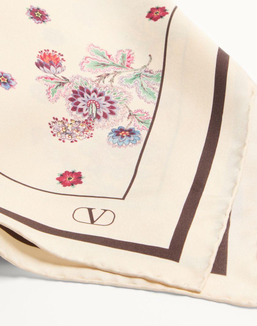 Valentino Handbags Foulard Papier Floral In Seta per Donna in Avorio/marrone | Valentino IT Solo un giorno rimasto