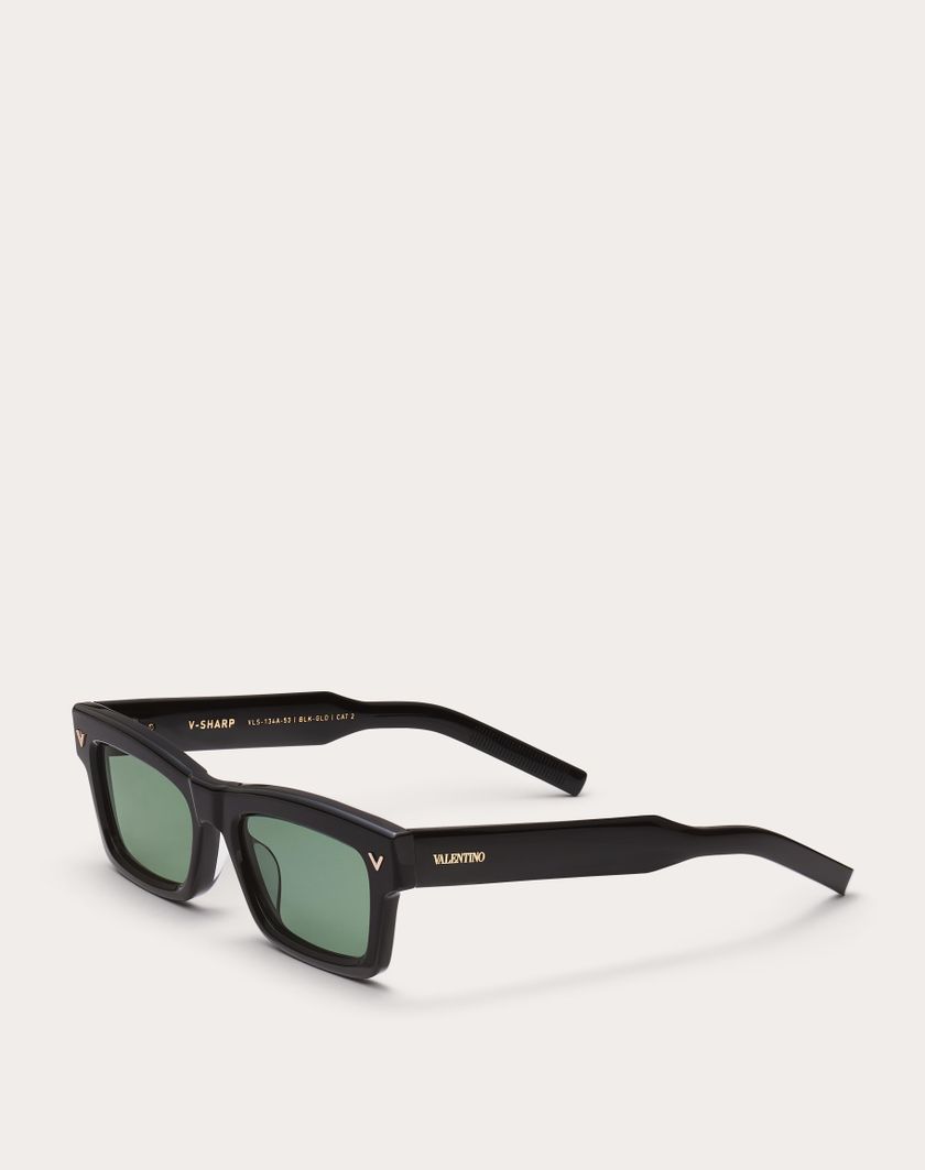 Valentino Handbags V-sharp Occhiale Rettangolare In Acetato in Verde Scuro | Valentino IT Black Friday Prezzi