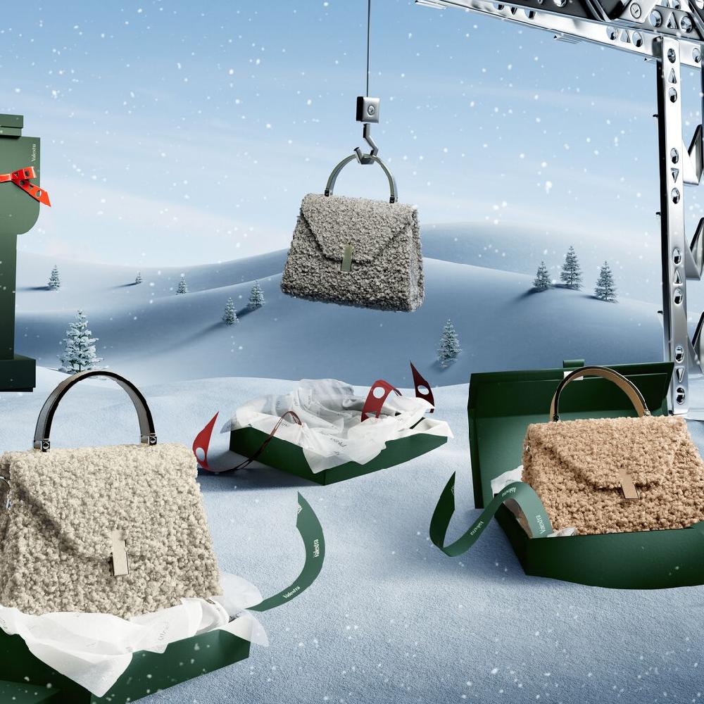 Valextra Borsa a mano da Donna di Lusso in Shearling Beige | Valextra Iside Fino Al -60%