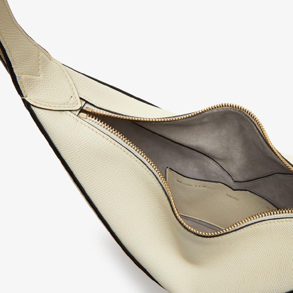 Valextra Borsa Hobo Vivi Mini | Pelle di vitello Millepunte Soft | Bianco Pergamena | Valextra Outlet
