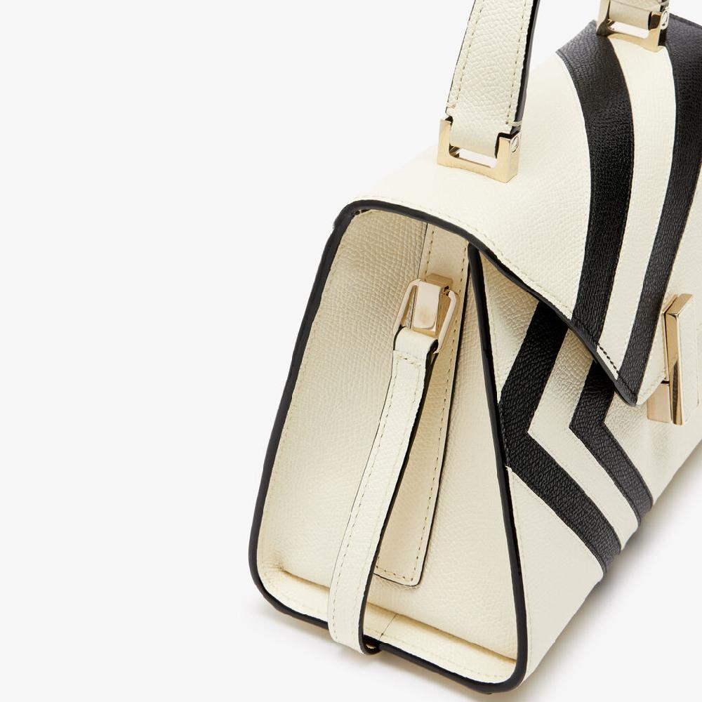 Valextra Borsa a mano Donna Pelle intarsia Bianca e Nera | Valextra Iside Negozio