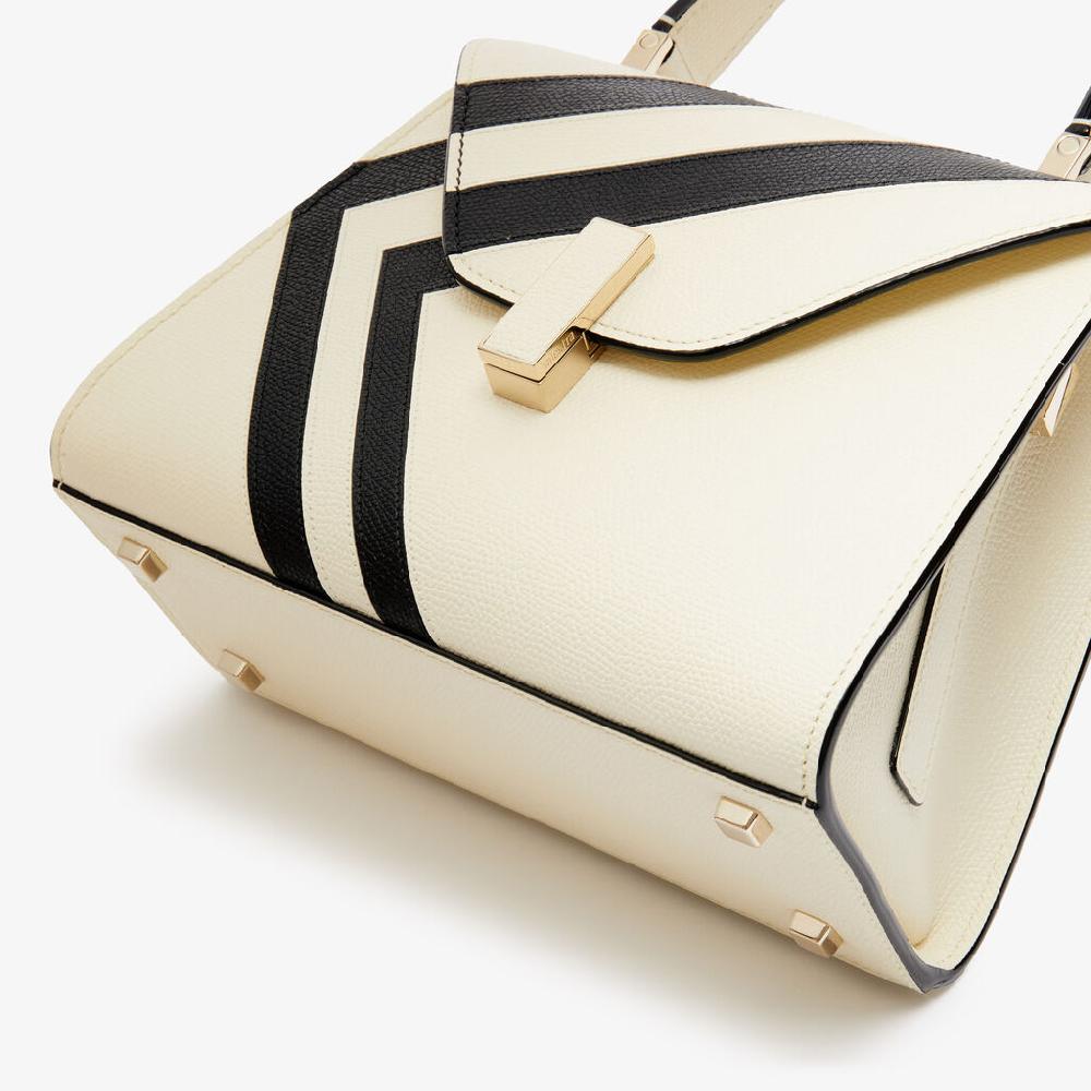 Valextra Borsa a mano Donna Pelle intarsia Bianca e Nera | Valextra Iside Negozio