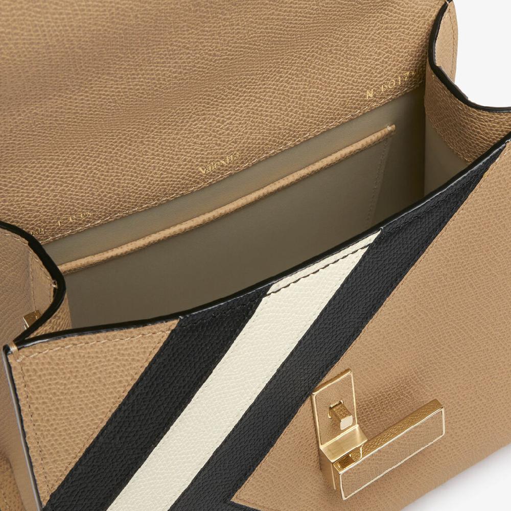 Valextra Borsa a mano da Donna Mini in Pelle Beige e Nera | Valextra Iside In Saldo