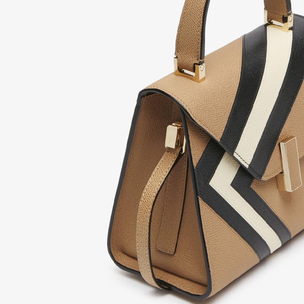 Valextra Borsa a mano da Donna Mini in Pelle Beige e Nera | Valextra Iside In Saldo