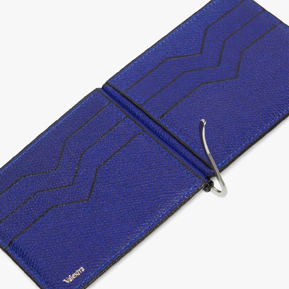 Valextra Portafoglio con fermasoldi in Pelle Blu | Valextra Spedizione Gratuita