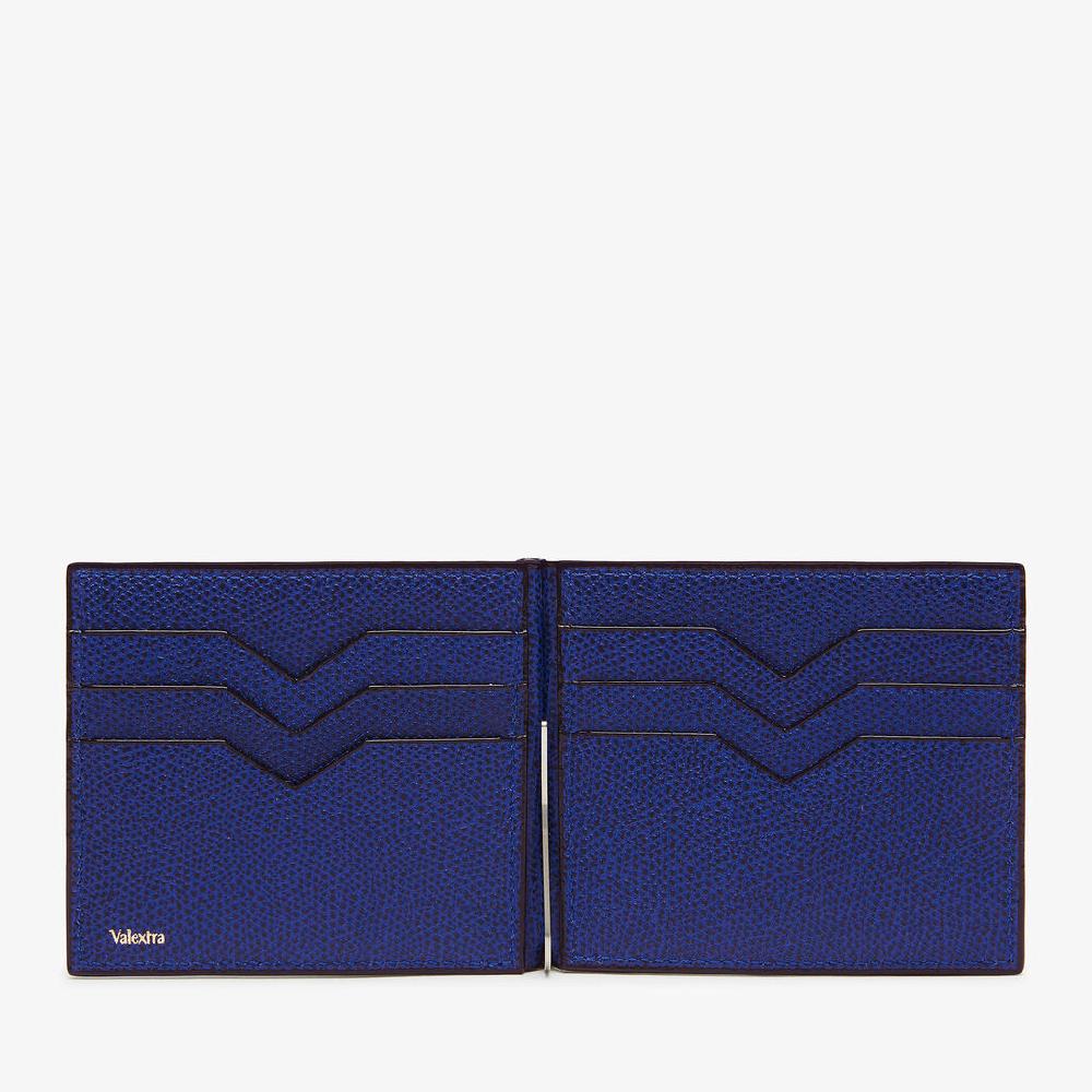 Valextra Portafoglio con fermasoldi in Pelle Blu | Valextra Spedizione Gratuita