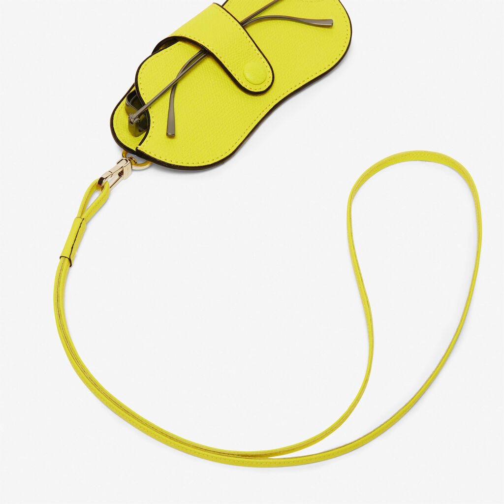 Valextra Custodia occhiali in Pelle Gialla Lime | Valextra Qualità Garantita