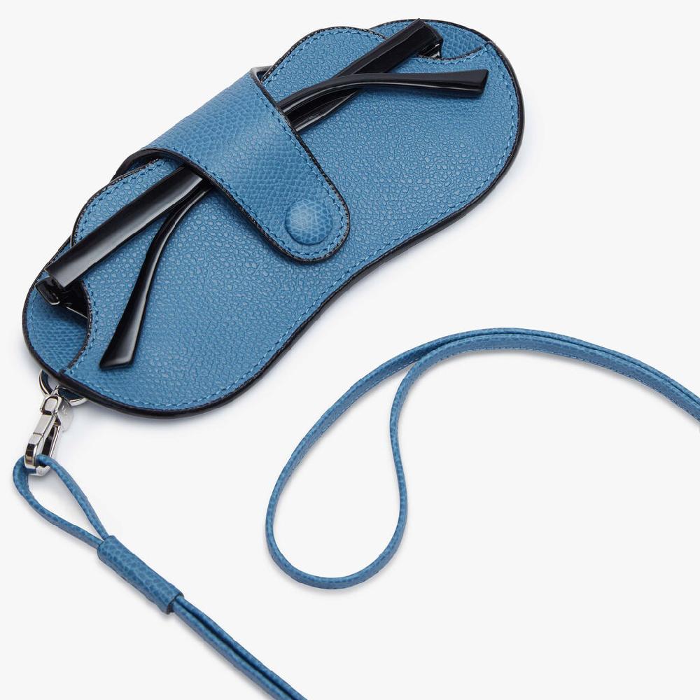 Valextra Custodia occhiali da Donna in Pelle Azzurra di Lusso | Valextra Negozio online di fabbrica
