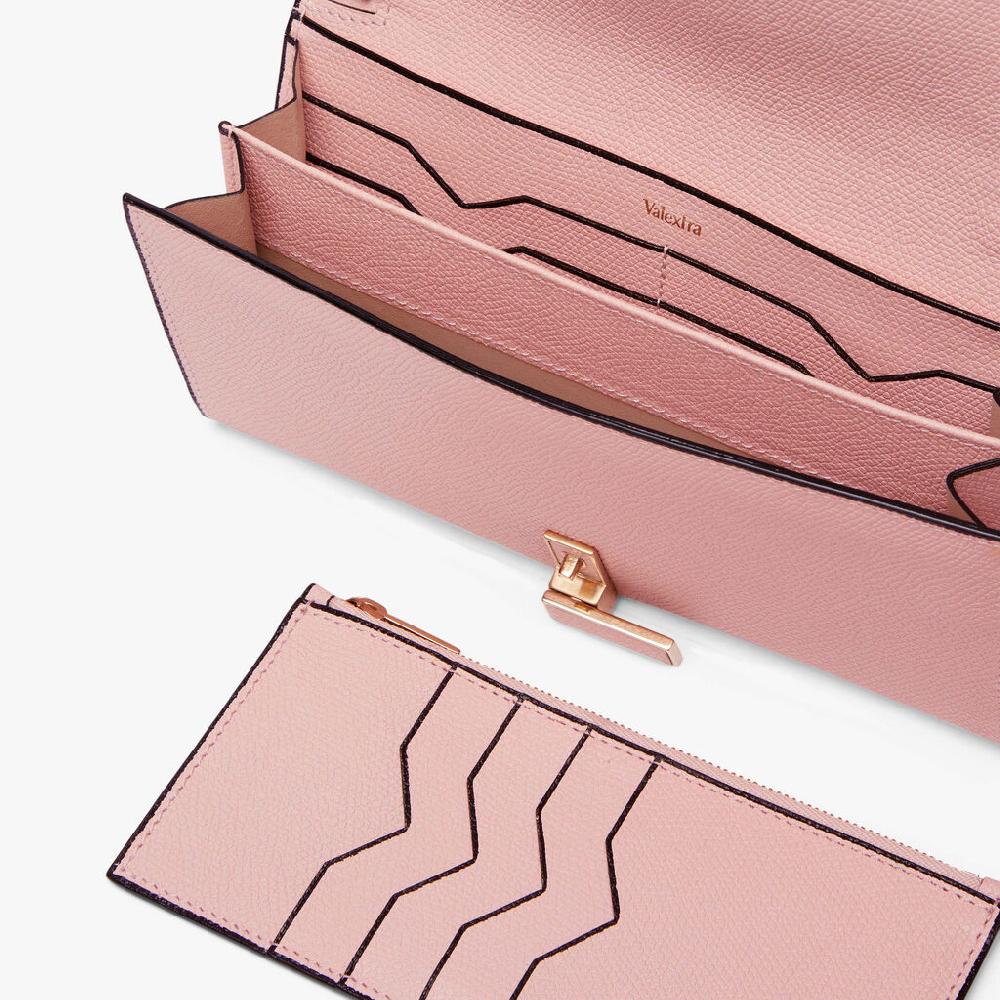 Valextra Portafoglio grande in Pelle Rosa | Valextra Iside Consegna Veloce
