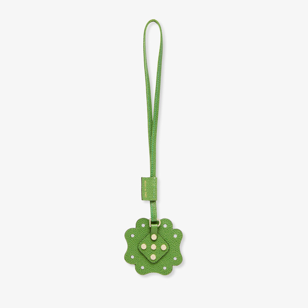 Valextra Charm Engineering Beauty Quadrifoglio | Pelle di vitello Millepunte | Verde Prato | Valextra Affare Del Giorno
