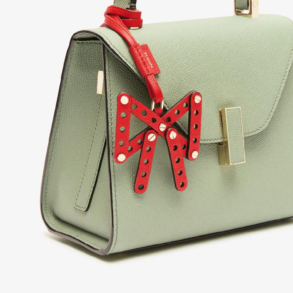 Valextra Charm Engineering Beauty Fiocco | Pelle di vitello Millepunte | Rosso Cremisi | Valextra Prezzo Ridotto