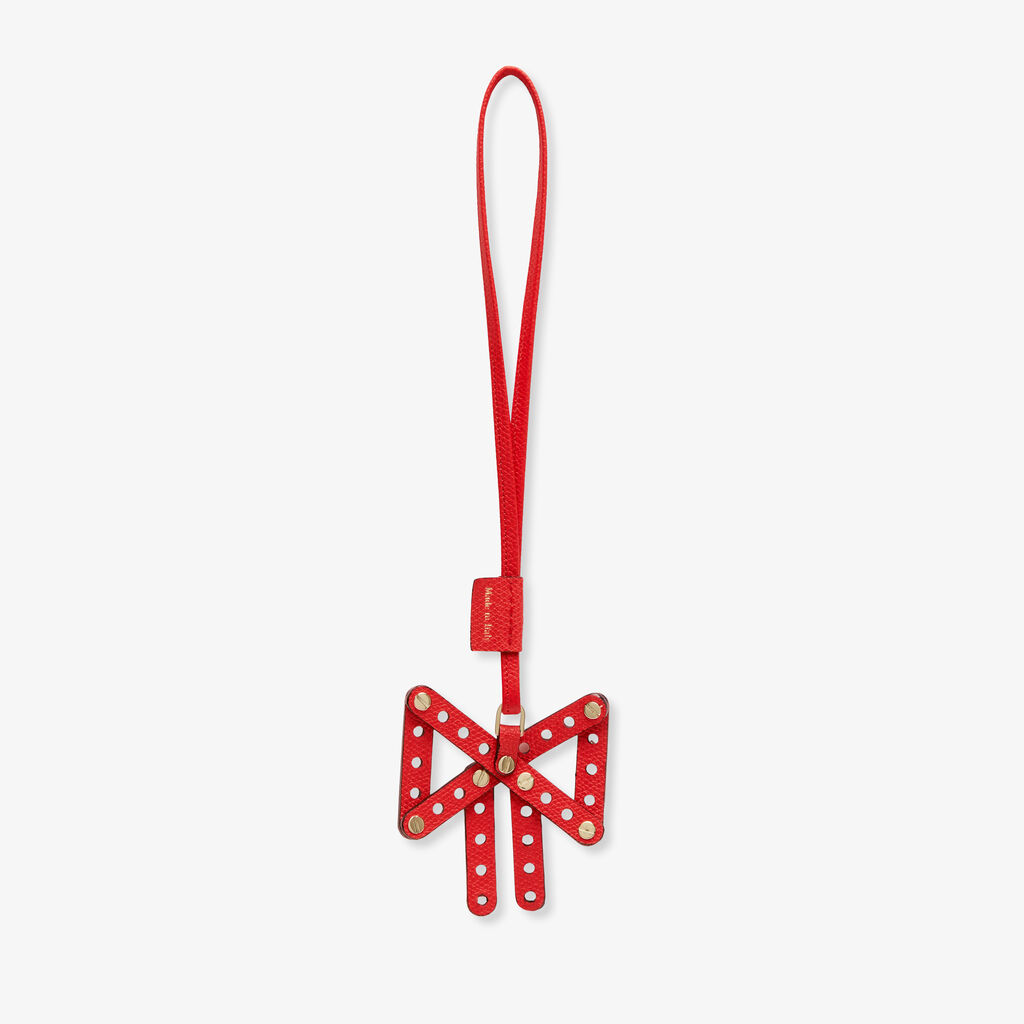 Valextra Charm Engineering Beauty Fiocco | Pelle di vitello Millepunte | Rosso Cremisi | Valextra Prezzo Ridotto