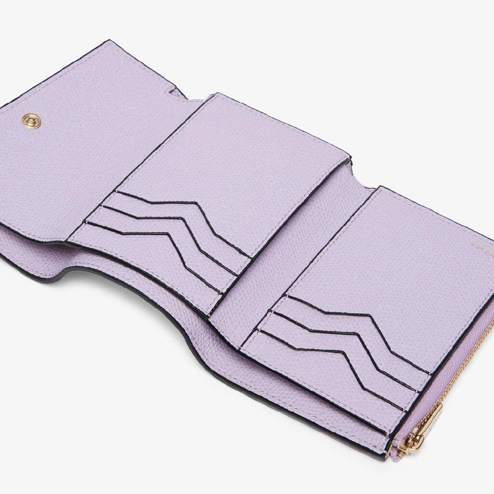 Valextra Portafoglio piccolo da Donna di Lusso in Pelle Lilla | Valextra Pocket Sottocosto