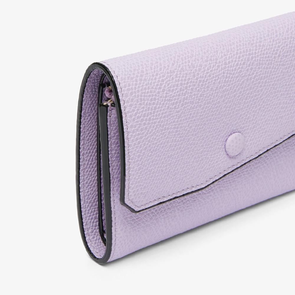 Valextra Portafoglio piccolo da Donna di Lusso in Pelle Lilla | Valextra Pocket Sottocosto
