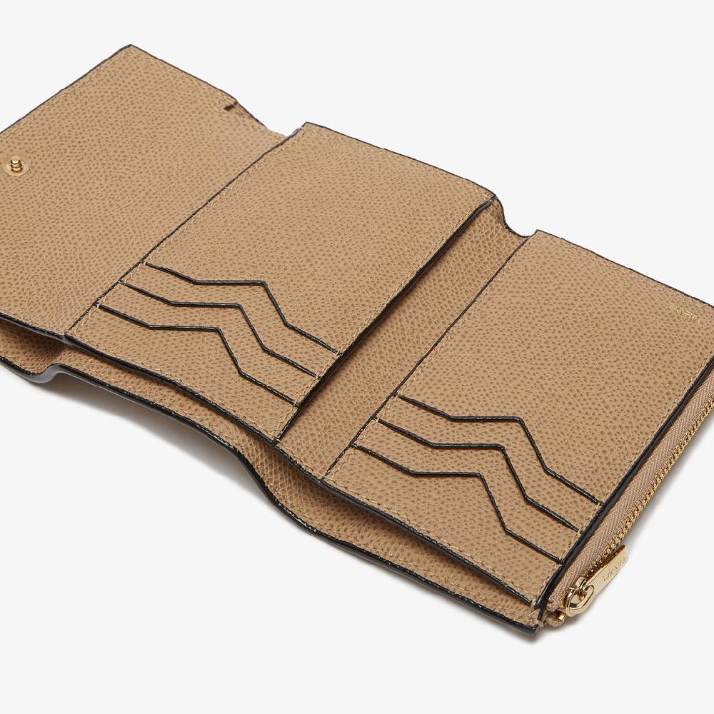 Valextra Portafoglio piccolo di Lusso in Pelle Beige | Valextra Pocket Novità