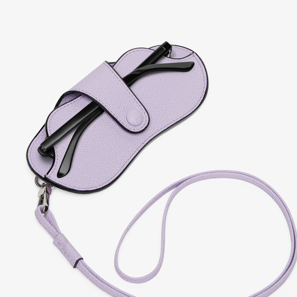 Valextra Custodia occhiali da Donna con laccio di Lusso in Pelle Lilla | Valextra Outlet