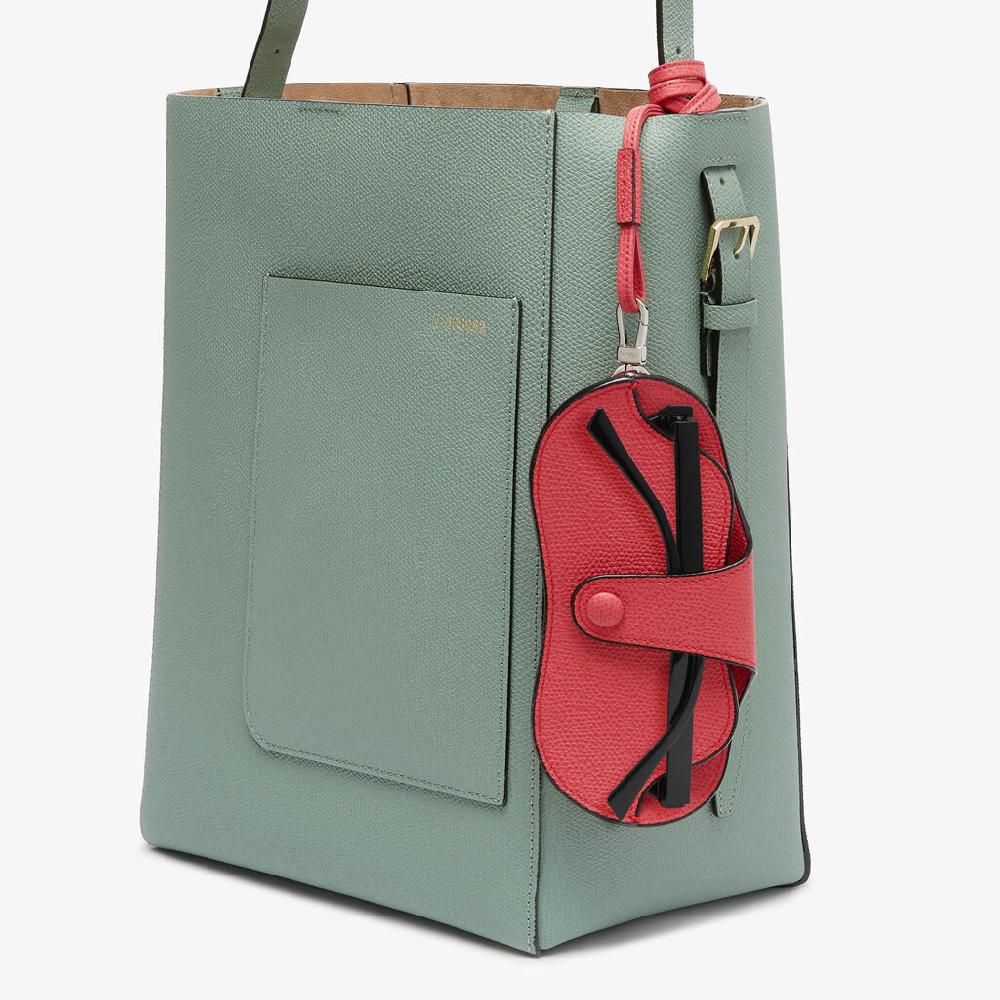 Valextra Porta Occhiali Con Tracolla | Pelle di vitello Millepunte | Rosa Fragola | Valextra Offerte