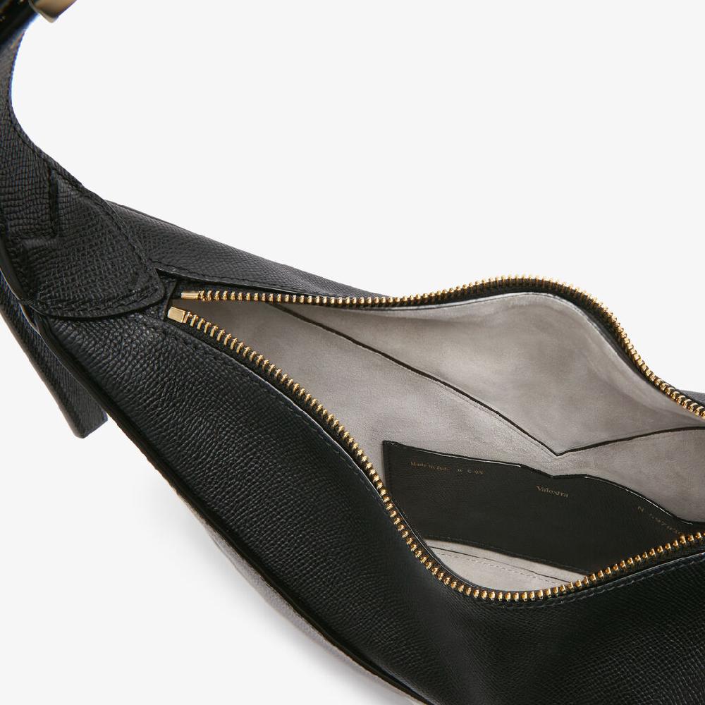 Valextra Borsa Hobo Vivi Mini | Pelle di vitello Millepunte Soft | Nero | Valextra Moda