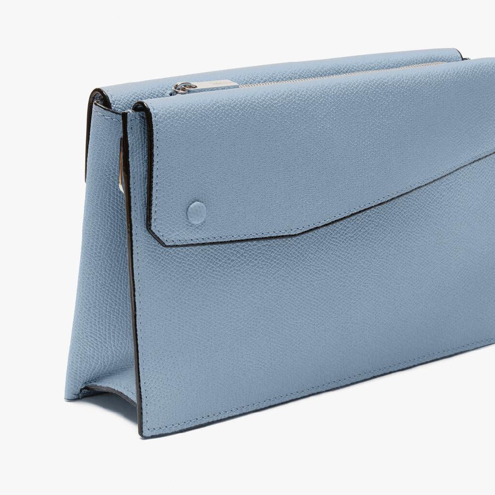 Valextra Borsa a tracolla da Uomo in Pelle Azzurra | Valextra Pocket Italy
