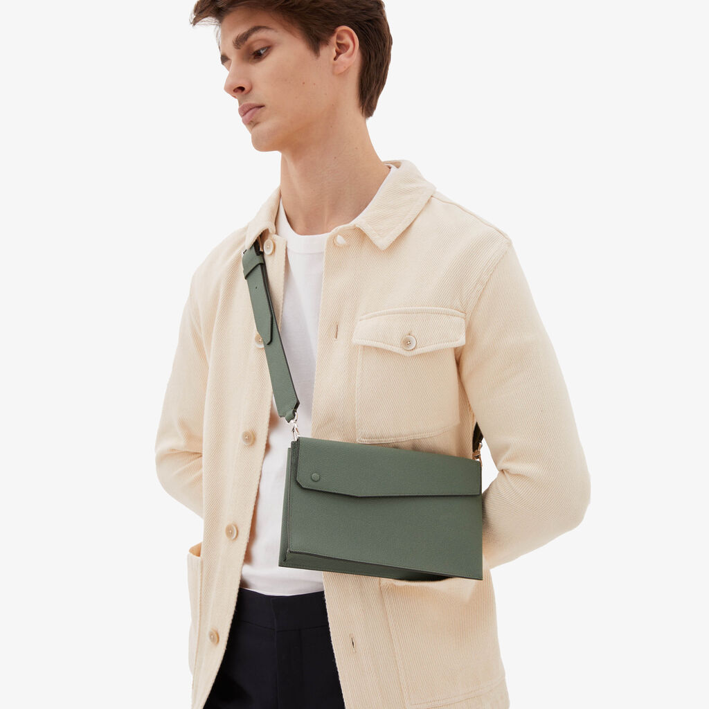 Valextra Borsa a tracolla da Uomo in Pelle Verde | Valextra Pocket 2025