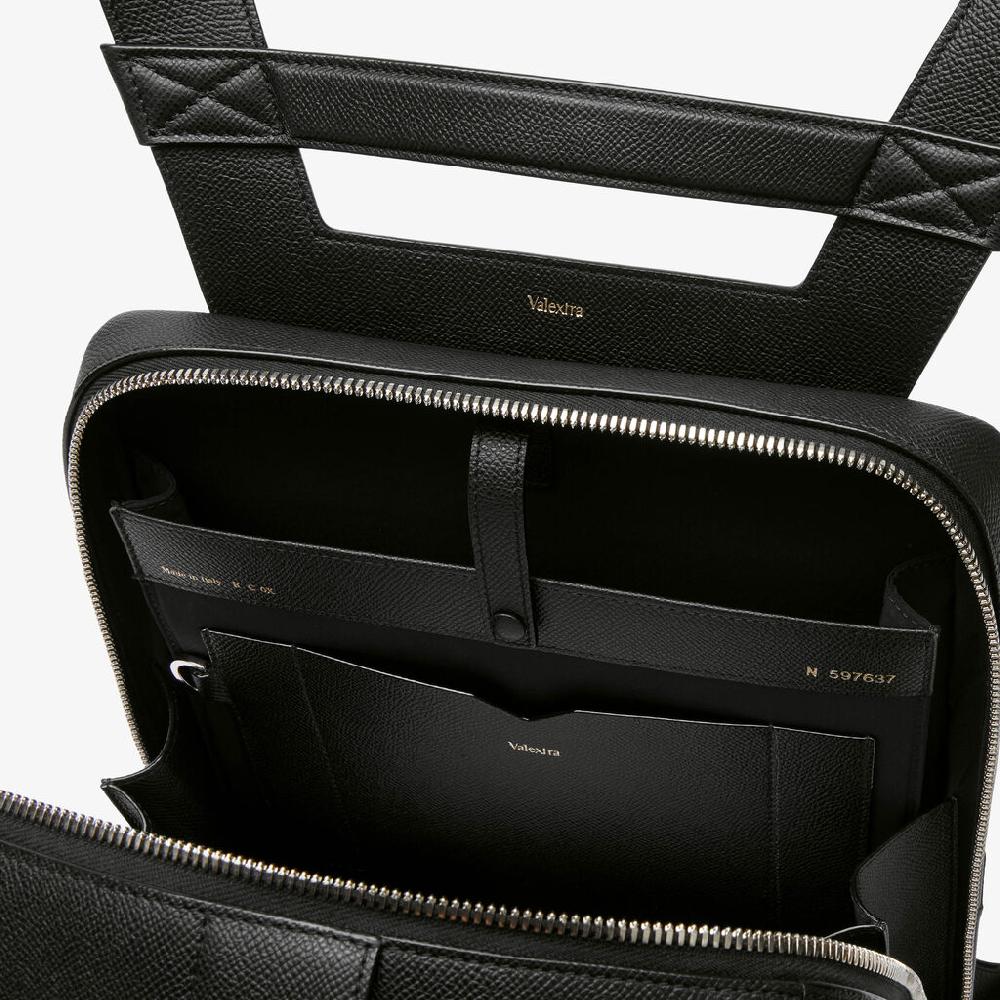 Valextra Zaino V-Line | Pelle di vitello Millepunte Soft | Nero | Valextra Vendita