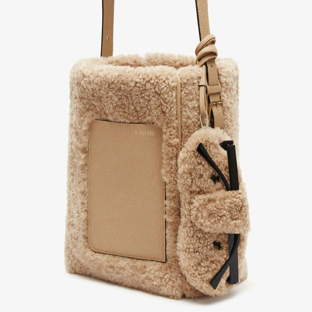 Valextra Custodia per occhiali Orso di Lusso in Shearling Beige Acquista Ora