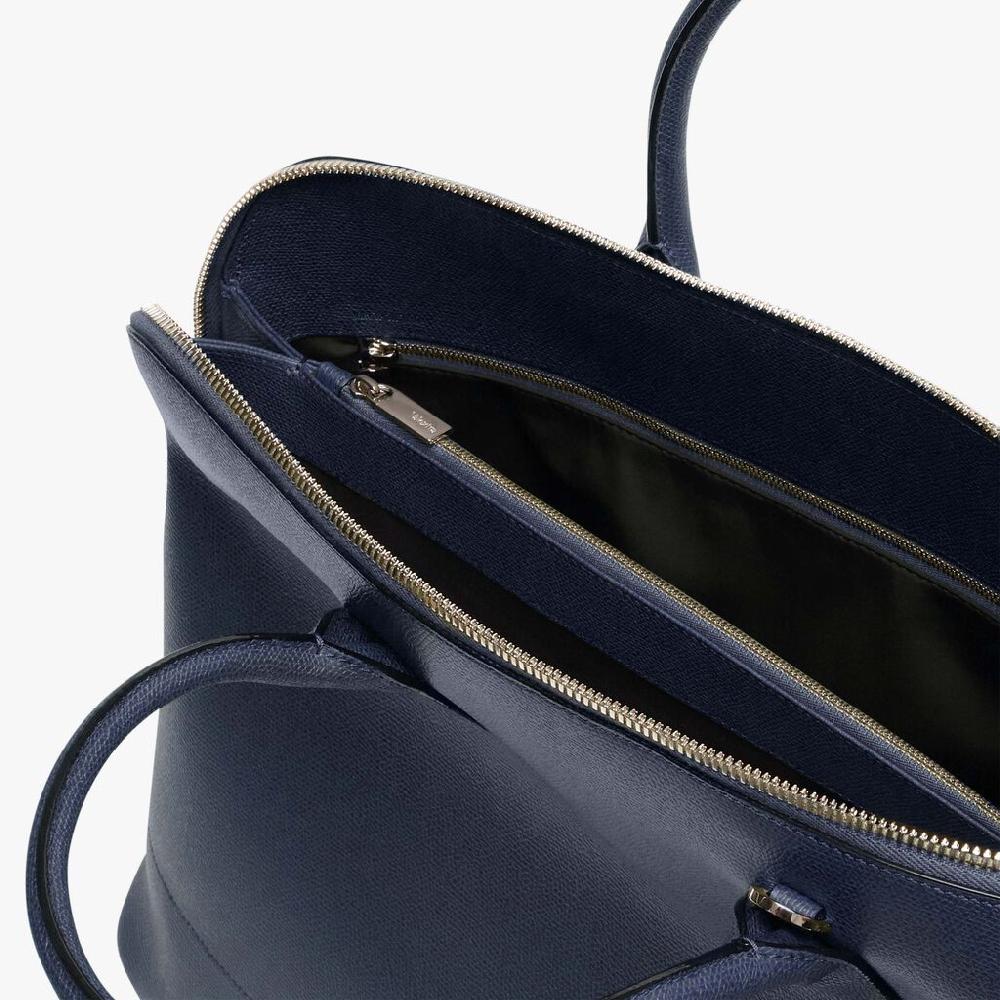 Valextra Borsa tote da ufficio in Pelle Blu | Valextra My Logo Consegna Veloce