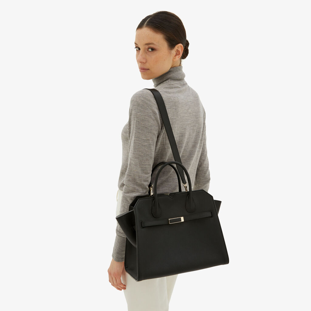 Valextra Borsetta a mano da Donna Media Nera di Lusso | Valextra Shopping Online